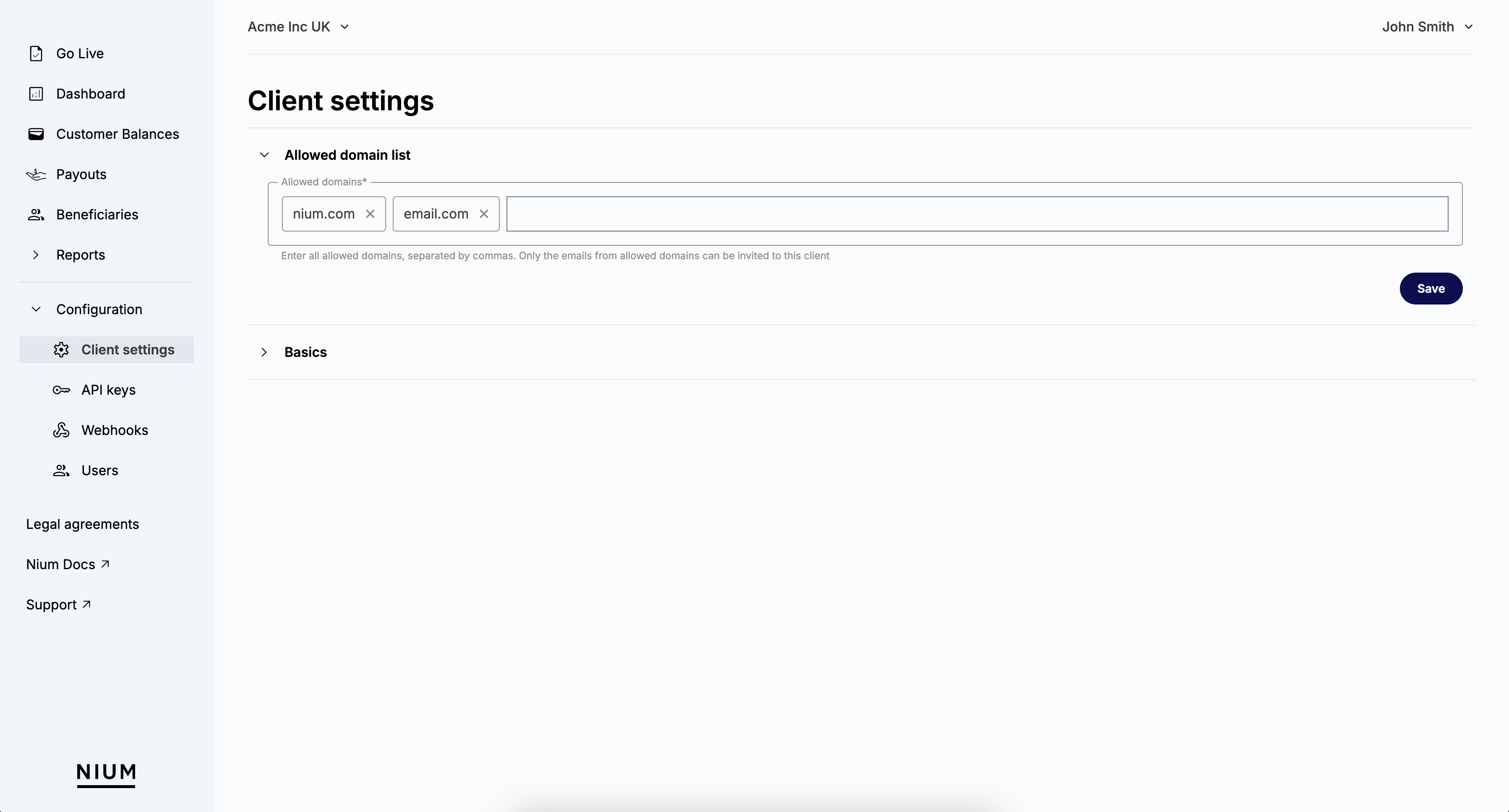 Client Settings